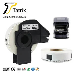 Tatrix DK11204 DK 17Mm * 54Mm, Hitam Di Atas Putih, Label Pengiriman Kertas Termal, Gulungan Label Pengiriman untuk Printer Seri QL-1060N Saudara