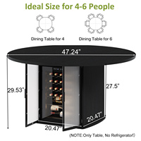 Table à manger ronde de 47 pouces avec base de rangement pour refroidisseur à vin, finition grain de bois, style moderne, fournisseur en gros pour cuisines