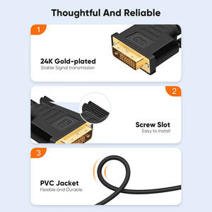 Câble DVI haute vitesse personnalisé noir 1M 15M gaine PVC compatible avec <span class=keywords><strong>carte</strong></span> graphique moniteur lecteur DVD projecteur - Product Image 2