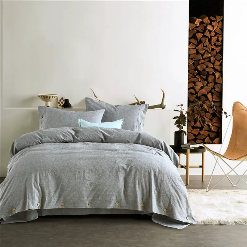 Solide graue Bettwäsche Set kurze Stil hochwertige Baumwolle Hotel Leinen King Size Queen Size alle Größe