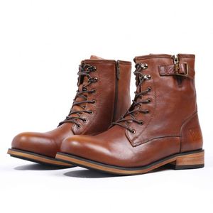New Style Winter British Retro Ankle Toe Men's <b>Boots</b>-Genuine Leather Height Increasing Waterproof Breathable Trendy Fashionable - Product Image 2