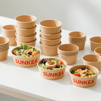 Boîte à salade jetable biodégradable et écologique, boîte à lunch en papier kraft personnalisée pour emporter