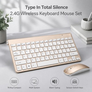 Ensemble clavier et souris sans fil 2,4 G, 78 touches, interrupteurs à ciseaux, silencieux, fin, pour ordinateur de bureau, ordinateur portable, PC, compact, OEM - Product Image 1