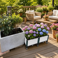 Jardinière rectangulaire en plastique PP imitation rotin, durable, écologique, légère, avec roulettes et drainage