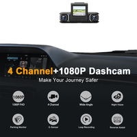 Nouvelle caméra embarquée 4 canaux 1080P HD avec vision nocturne, double objectif grand-angle avant/arrière/gauche/droite, écran IPS et moniteur de stationnement intégré pour voiture