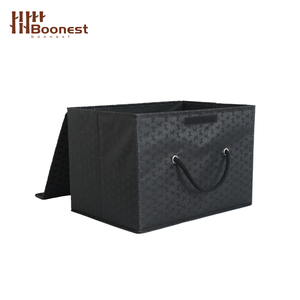 Boonest Black Houndstooth, boîte <span class=keywords><strong>de</strong></span> rangement en tissu à rabat, grande capacité, pliable, pour vêtements, avec poignée en corde - Product Image 3