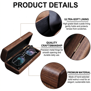 Artistic Style Portable Storage <b>Glasses</b> <b>Case</b> Fashion Retro High-end Sense Temperament Wood Grain Handmade AI <b>Glasses</b> Box - Product Image 6