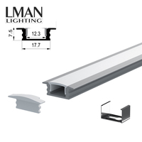 Profilé en aluminium en forme de YW de 24x7 mm, lumière linéaire LED encastrée, sans zone sombre, IP44, CRI90, DC12V/24V, puce LED SMD2835, bande LED
