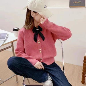 2024 Frühling neu blumendruck Bogen gestrickt Kardigan Pulloverjacke für Damen lässig XL-Größe Viskose und Polyester-Material - Product Image 5