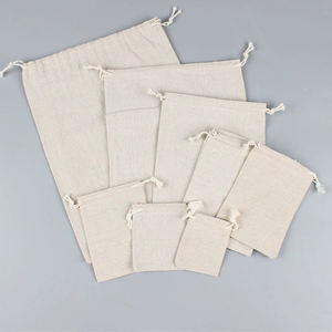 4 x 6 Zoll Kleine Baumwoll-Canvas-Kordelzugbeutel, Musselin-Säckchen, Leinen-Geschenktaschen für Party- und Heimbedarf - Product Image 1