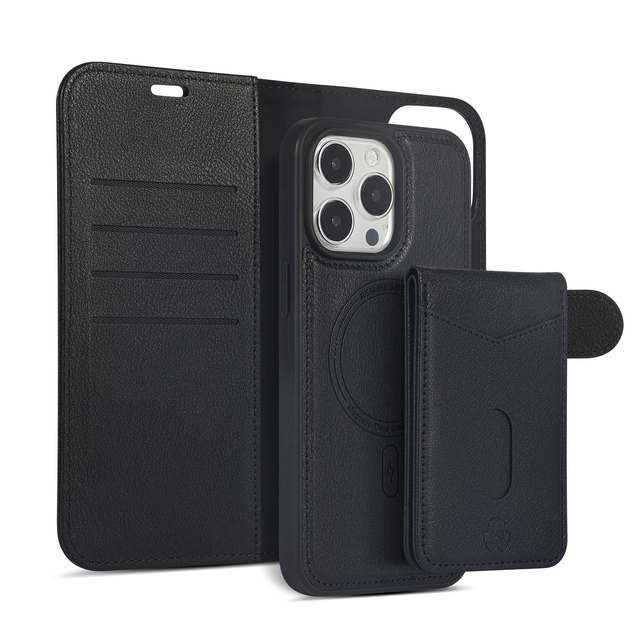 3 in 1 Detachable Folio Pu Leather Phone case with Magnetic Wallet Cover for iphone 13 14 15 16 Pro Max Flip Leather Wallet case