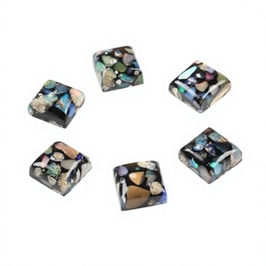 Vente de Noël : Cabochon carré de 12 mm en opale éthiopienne noire naturelle lisse, composite cuivre, pierre précieuse en vrac pour la fabrication de bijoux - Product Image 1