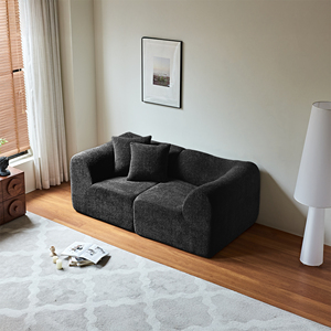 Causeuse moderne haute compressée en tissu de velours Ensemble de canapé capitonné de luxe peu encombrant pour appartement, salon et villa - Product Image 3