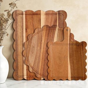 <b>Wooden</b> Chopping Board Rectangle Multifunction Kitchen Cutting Board For Bread Fruit Pastry Solid Wood Tray - Product Image 1