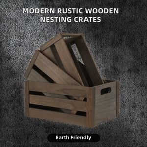 Modern Rustic Lacquer Wooden Crate Set Nesting <b>Containers</b> Eco Friendly Multifunction Home Organization Jewelry Storage Rectangle - Product Image 2