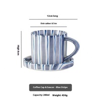 Tasses à expresso Série de tasses à café en céramique Tasse à café à pois rayés européens et tasse à soucoupe Assiette à gâteau Service à thé de l'après-midi Tasse à thé, en vrac
