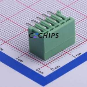 KF2EDGR-2.5-5P Plug-in Terminal Block Bent Lead Through Hole,P=2.5mm Connector Board-to-Board / Socket - Closed 1x5P 2.5mm Green - Product Image 2