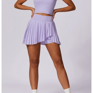 ชุดโยคะกลางแจ้งสำหรับผู้หญิงแบบสองชิ้น ขายส่ง OEM แห้งเร็ว ซับเหงื่อ เสื้อท่อนบนและกระโปรงพลีทสำหรับเล่นเทนนิส - Product Image 4