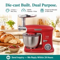 Robot pâtissier SOHEF 7L 1300W avec accessoire hachoir à viande, mélangeur planétaire, bol en acier inoxydable, pour cuisine domestique, avec moteur 8835