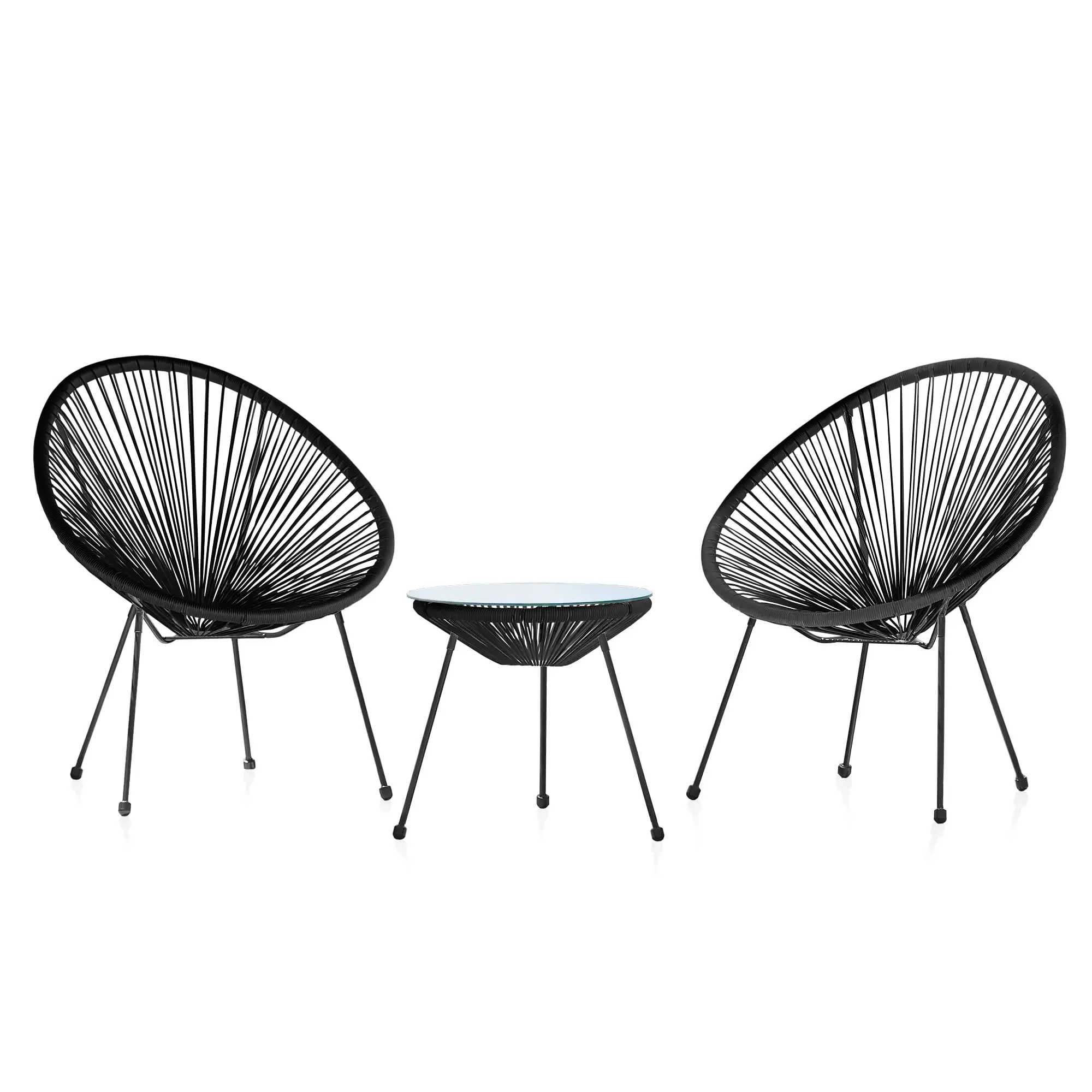 Outdoor Modern 2 pcs Black Hammock Rattan Weave Chair with Steel Frame