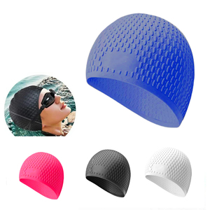 การออกแบบพื้นผิวหยดน้ำ ลดการกันน้ำ ช่วยเพิ่มความเร็ว ป้องกันการลื่นไถล หมวกว่ายน้ำซิลิโคนทำความสะอาดง่าย - Product Image 1