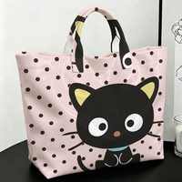 Sac fourre-tout en PVC transparent imperméable à pois motif chat noir charmant, sac de plage, pochette, sacs à main à nœud, sac de rangement