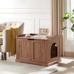 Nichoir pour chien multifonctionnel en bois massif personnalisé, bac à litière intégré, inodore, design élégant, utilisation intérieure et extérieure - Product Image 4