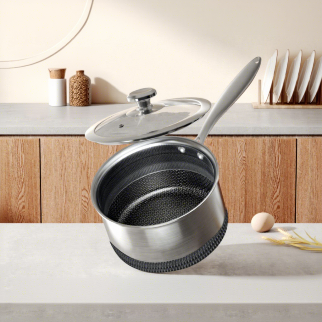 Pot à lait double face antiadhésif en acier inoxydable 316 de 18 cm