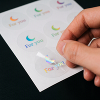 Autocollant holographique transparent personnalisé, autocollant rond à estampage laser, autocollant décoratif, autocollant imperméable