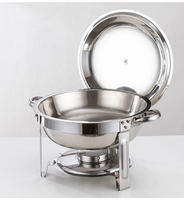 Set Perlengkapan Prasmanan Chafing Dish Multifungsi Modern Mewah dari Baja Anti Karat Bentuk Bulat untuk Layanan Katering Restoran