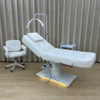 Table de massage électrique blanche de luxe, lit à 3 moteurs, lit pour cils, réglable, traitement cosmétique, lit de beauté médicale, ensemble