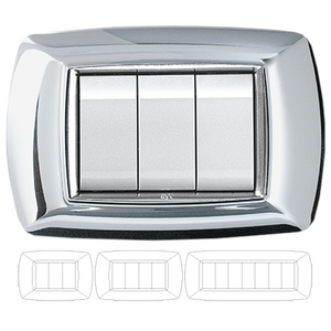 Placca di copertura per interruttori cromata 'MYLIFE' a 4 moduli - Product Image 3