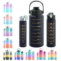 Meilleures ventes, nouveau best-seller, bouteilles d'eau de sport en plastique à boire directement, sans BPA, pour la salle de sport, la remise en forme, ensemble de bouteilles d'eau motivantes, boîte cadeau mystère