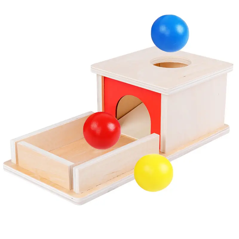 幼児のための売れ筋モンテッソーリ木製おもちゃトレイとボール付きオブジェクトパーマネンスボックス