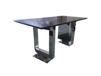 Table à manger en marbre noir de fabrication artisanale, table en pierre naturelle polie, mobilier moderne sur mesure pour villa, appartement, hôtel et salle à manger
