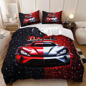 Copripiumino Stampato con Motivi di Auto Sportive di Lusso e Competizioni, Lenzuolo con Angoli Adatto per Set da Letto Maschile - Product Image 3