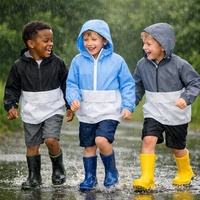 Veste de course d'extérieur personnalisée pour enfants en gros, coupe-vent 100 % PU avec col montant en toile imperméable