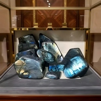 Ornements en labradorite bleue naturelle à reflets, formes libres, pierre de guérison irrégulière polie, décoration de méditation et de mode
