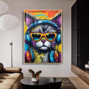 Maßgefertigte Großhandels-Comics mit Tiermotiven, Katzen und Hunden, HD-gedruckte Bilder, Heimdekoration, Kristallporzellan-Gemälde, Wandkunst mit LED - Product Image 2