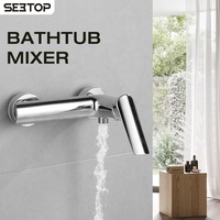 Mitigeur de douche mural monofonction pour salle de bain, finition chrome poli, poignée unique, en cuivre et céramique