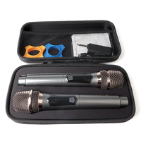 Système de microphones sans fil double M108-S2 2,4 GHz avec étui de transport portable, portée de 80 m, micros rechargeables pour karaoké et soirées