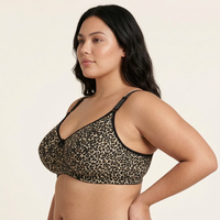 Soutien-gorge sans fil doux à bonnets fins imprimé léopard, couvrant entièrement la poitrine, avec effet lissant latéral, respirant, grande taille, offrant un excellent maintien, pour fortes poitrines