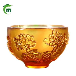 Liuli crafts plum blossom orchid bamboo chrysanthemum tea cup high-end gift Chinese style creative gift