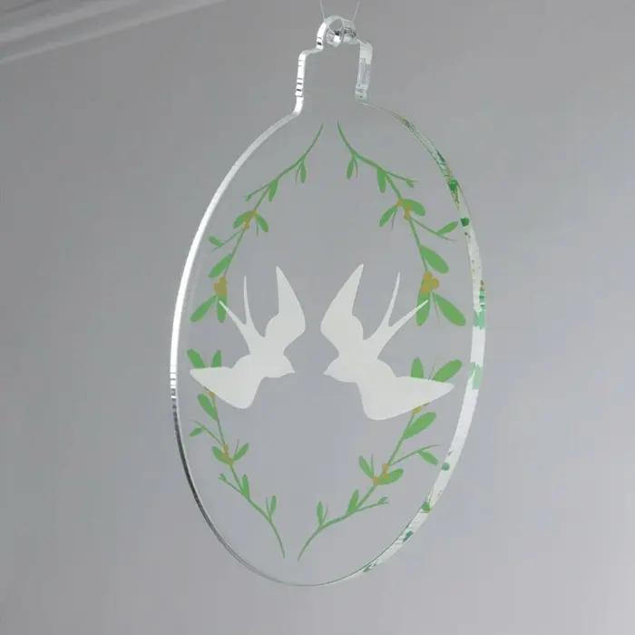 Clear Bauble Acrylic Printed Doves Christmas Ornaments Christmas Tree Decoration