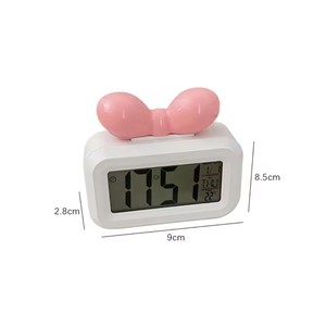Schattige Strik Led Digitale Klok Temperatuurdetectie Mini Wekker Met Nachtlampje Cadeau Bureaublad Klok Beddecoratie - Product Image 6