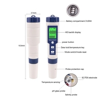 Testeur numérique PH /TDS/ EC/sel/température, stylo numérique, testeur numérique, pureté de l'eau, filtre hydroponique, pour Aquarium, piscine