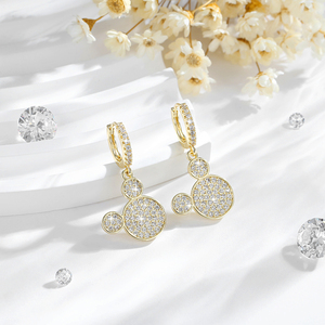 مجوهرات أنيقة لطيفة تصميم ميكي ماوس 14 قيراط مطلية بالذهب الزركون بسعر الجملة - Product Image 2