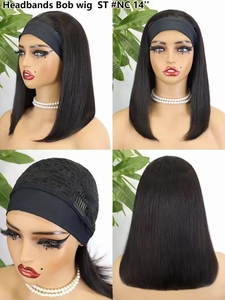Promotion : Perruques Bob à Bandeau Ample Effet Naturel, 100% Cheveux Humains, 14 Pouces, Fabrication à la Machine, Vente en Gros Direct Usine - Product Image 5