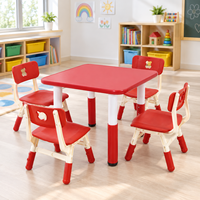 Ensemble de table d'étude moderne pour enfants et 4 chaises, bureau d'apprentissage en plastique pour la maison, la crèche et la maternelle