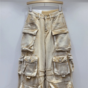 Pantalones Cargo de Mezclilla de Algodón y Lona Ecológicos con Tinte de Cera y Lavado Desgastado Estilo Y2K de Invierno 2025, Corte Recto y Holgado - Product Image 3